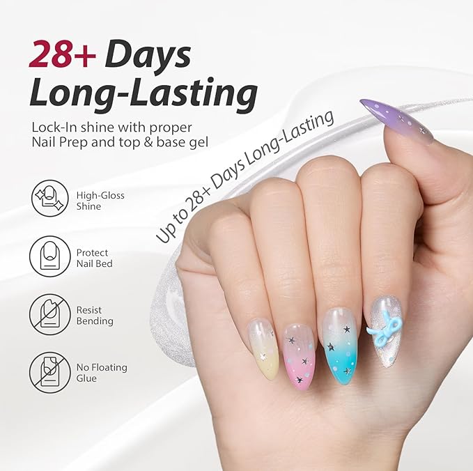 Makartt Pastel Gel Nail Polish Set: 6 Colors Jelly Gel Polish Kit 15ML One N'Done Spring Summer Glass Translucent Pink Blue Purple Yellow Green Cat Eye UV LED Nail Art Manicure Gift for Women