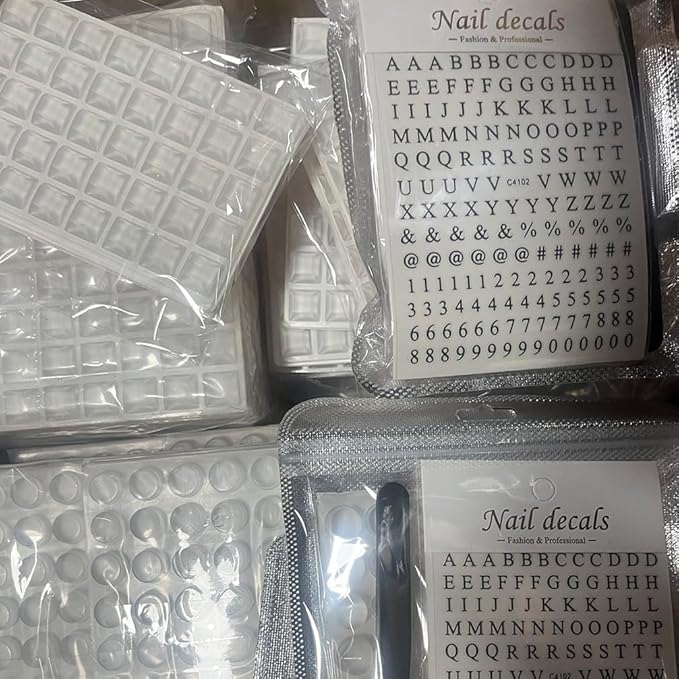 Number Character Nail Sticker Keyboard Stickers with Tweezers for Long Nails Protector Raised, Clear Self Adhesive Silicone Keyboard Cover Nail Art Suitable for Round Button Keyboard (Square,80 PCS)