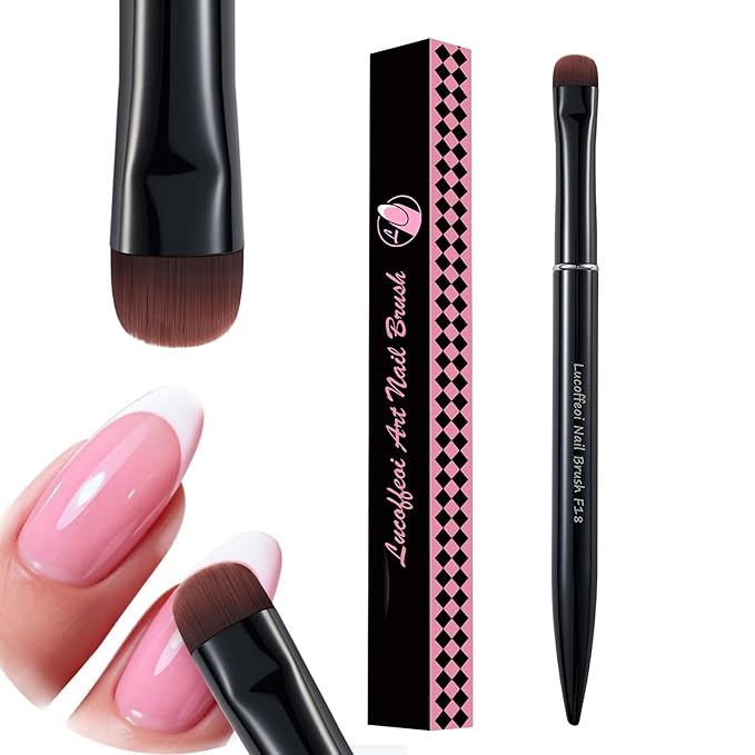 Nail Brush for French Tips & Cleaning Gel Polish- Precision Thin Brush for Acrylic, Polygel - Professional Kolinsky Sable Nail Art Brush (Black, F18)