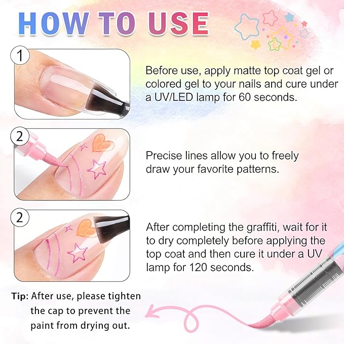 12 Colors Nail Art Pens Set, Nail Polish Pens Nail Art Drawing Markers Pen Quick Dry Waterproof Nail Art Painting Pens Kit for Home DIY Nail Art Design-Blue