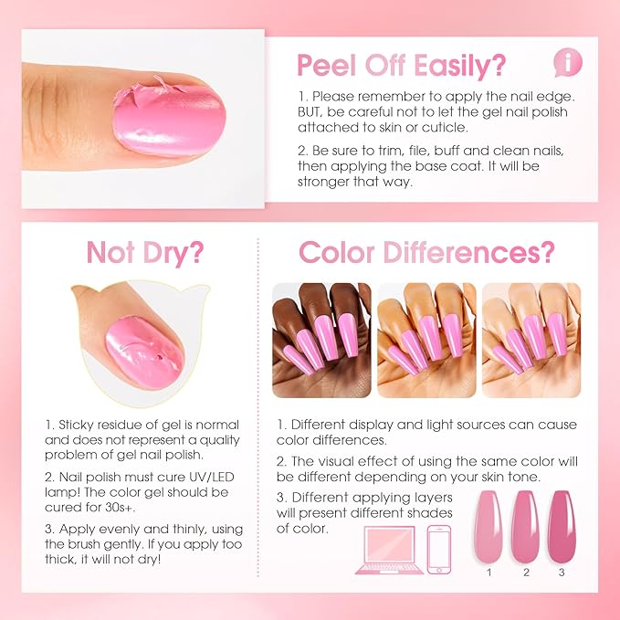 ROSALIND 30PCS Gel Nail Polish Set with Base Glossy Matte and Glitter Top Coat Gel Polish, Pink Green Hot Pink Gel Nail Set Soak Off Gel Polish Set