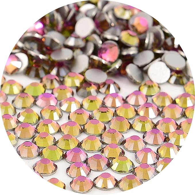 NCB Nancybeads 288pcs Flatback Round Glass Nail Art Rhinestones Crystal for DIY Making Accessories Shoes, Clothes, Face Art, Bags, Manicure (Golden Rose, SS30 288pcs)