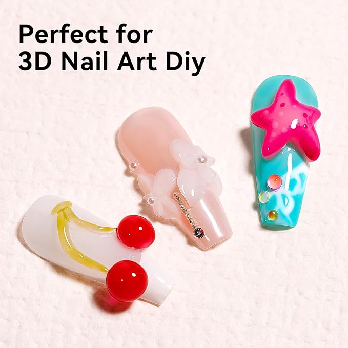3D Nail Art Solid Builder Gel for Nails 3PCS, Clear White Pink 3D Sculpting Hard Gel Non-Stick Hand, for Modeling, Sculpture, Nail Extension UV/Led Manicure DIY at Home 18g*3Colors