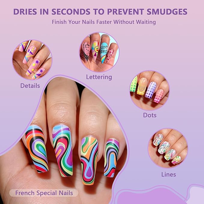 10 Colors Dual-Tip Nail Art Pens, Soft Brush & Fine Liner Design for Shading, Outlining & Detailed Nail Drawing, Quick-Dry Nail Art Pens for DIY Manicure, Gel Nails & Acrylic Nails