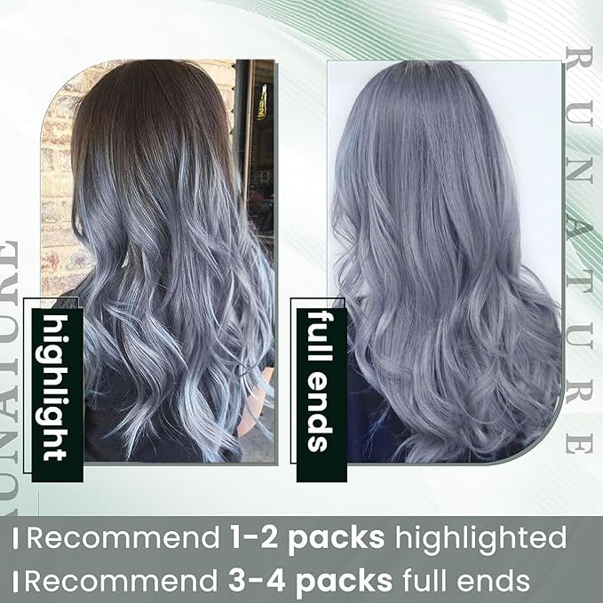RUNATURE U Tip Hair Extensions Human Hair for Women 16 Inch Light Gray Blue Hair Extensions for Highlight Party Colored Invisible U Tip Extensions Hot Fusion 20g 25s