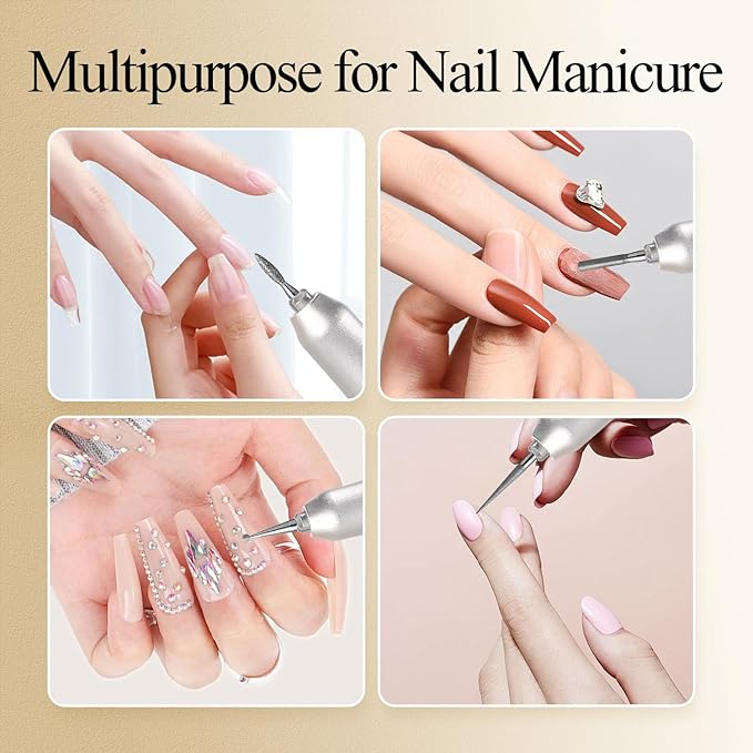 Diamond Nail Drill Bits Set 10Pcs - Safety Cuticle Bit for Beginners, 3/32 Inch E-File Nail Bits for Russian Manicure Prep, Ball Flame Needle Bits for Nail Tech, Gentle Efile Bits for Acrylic Gel Nail