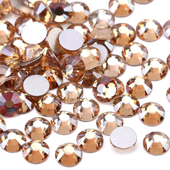 Novani Crystal Rhinestones, Flatback Loose Gemstones 1440pcs Glass Rhinestones for Clothes Shoes Crafts Makeup Nail Art and DIY Decorations(SS8, Golden Shadow)