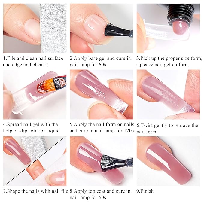 MTSSII 15Pcs Gel Nail Polish Set 6Pcs Gel Polish + 3Pcs Poly Extension Gel for Nail Nude Pink Skin Tones Neutral Nail Art Design Manicure DIY Home Salon
