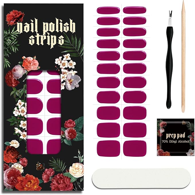Nail Polish Strips (No UV Lamp Needed) - 22 Pcs Salon Quality Gel Nail Stickers - Long Lasting Wraps (Neon Pink Allure)