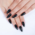 Rnker Press On Nails - Black, Almond Black Top gel Nails with Bright Finish, 15 Sizes - 30 Nail Kit with Glue