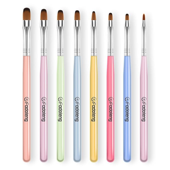 Gel Nail Brush, 8Pcs Acrylic Nail Sculpting Brush for Salon at Home DIY Manicure with Tips Builder Brush Pen and Structure Gel Brush