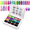 Gradient Gel Nail Set,16 Bright Neon Color for Ombre Fluorescent Jelly Nail Polish Platte, Pat Painting Gel French Nail Manicure No-wipe DIY Art Home Salon Soak of UV Cyber Gelight