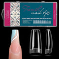 krofaue French Nail Tips - Acrylic Soft Gel False Tips 500PCS Half Cover Square Fake Nails for Women Half Matte French Tip Press on Nails 10 Sizes