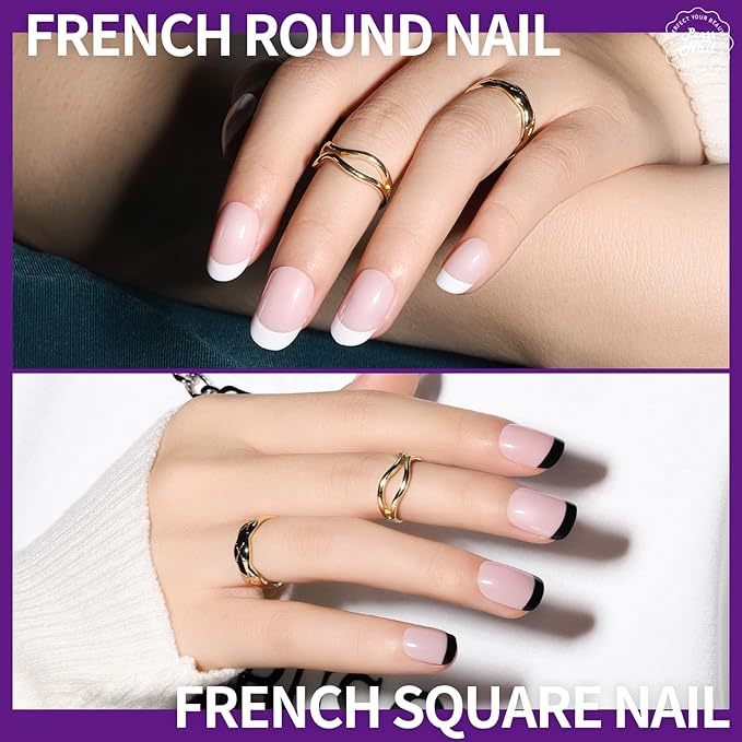 Teenitor Short Press on Nails, 312pcs French Nail Manicure Kit, False Nails with Design, French Tip Nails Extra Short Square Nails Press ons