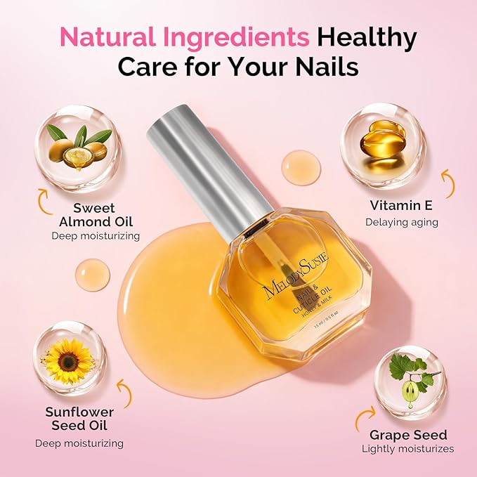 MelodySusie 2Pcs Gel Nail Polish Remover with Cuticle Oil, No Need to Wrap and Soak, Remove Gel Polish in 2-5 Minutes at Home No Damage to Nails with Cuticle Pusher Tool Nail File Wipes