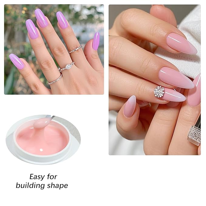 FZANEST Hema-free Builder Nail Gel Painless Hard Gel for Nail Sculpture Extension Strengthener Overlay Milky Pink #06