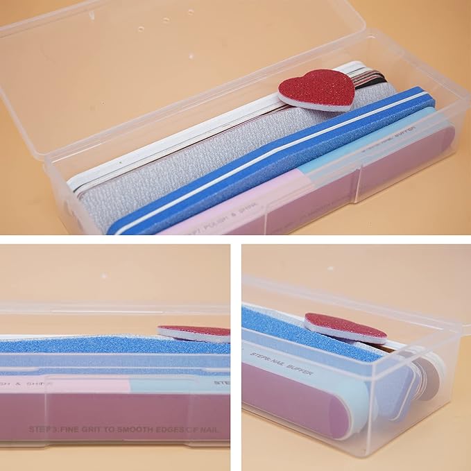 Clear Manicure Tool Box, Personal Nail Box Storage Case for Organizing, Plastic Nail Tool Box for Manicure Pedicure Kit (6pcs)