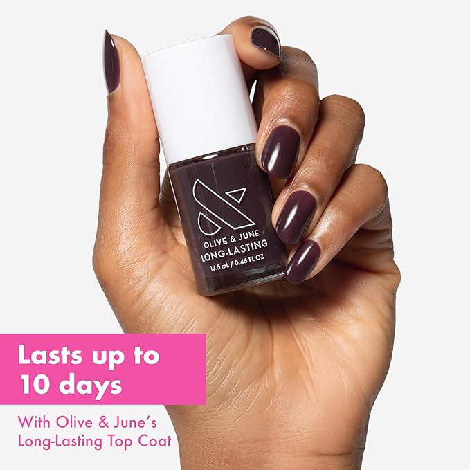 Olive & June Long Lasting Nail Polish | Plump Gel-Like Finish No Lamp Needed | Lasts up to 10 days | Salon-Quality Color at Home | 15-Free, Vegan & Cruelty-Free Chip-Resistant Shine | Let's Stay In