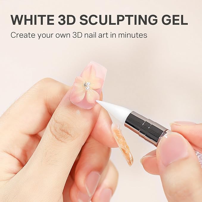 MIZHSE 30g 3D Gel Nail Art Clear Sculpting Gel Non-Sticky Molding Gels for Nails Sculpting U V LED Soak Off Gels Polish with Nail Art Pen Nail Design Home Manicure