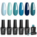 Beetles Blue Teal Gel Polish - Dark Navy Blue Colors Teal Turquoise Gel Nail Polish Jewel Tones Sparkle Nails Kit Nails Design Soak Off UV DIY Manicure Gift for Girls Women