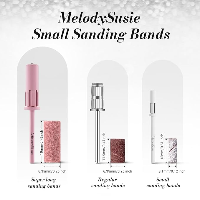 MelodySusie 120 Pcs Nail Drill Bits Small Sanding Bands for 3.1mm Mandrel Bit, 120 Medium Grit Nail File for Acrylic Nails Gel Manicures and Pedicure, Zebra (Only Sanding Bands)