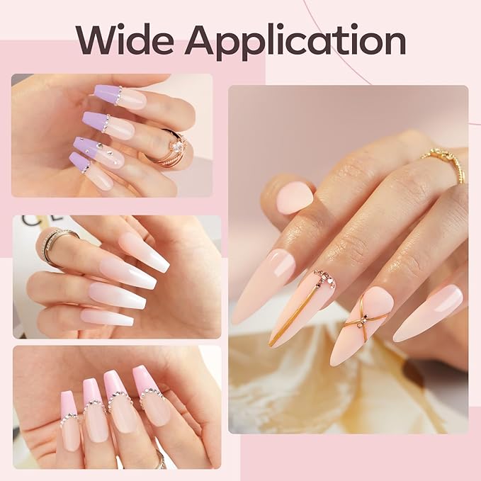 modelones Builder Nail Gel, 8-in-One Cover Nude Builder, LED Lamp Cured Thickening Apex Building Strengthener Extension Rubber Color Base Gel Polish Glue in a Bottle for Home DIY Salon Girls