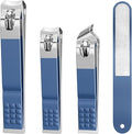 DUCOO Nail Clipper Set, 4 PCS Ultra Sharp Nail Clippers for Men, Women, Adults Toenail Fingernail Clippers, Stainless Steel Nail Cutter & File, Blue
