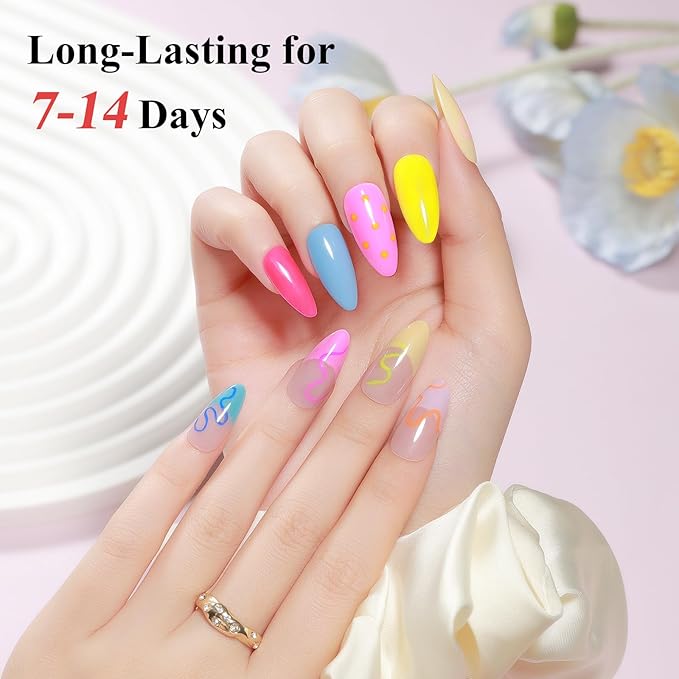 Regular Nail Polish Set: 24 Colors Neon Quick Dry Fingernail Polish Non Gel Bulk Nude Pink Red Green Blue Long Lasting French Nail Art DIY Home Gift Set for Women