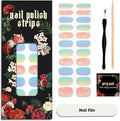 Nail Polish Strips (No UV Lamp Needed) - 22 Pcs Salon Quality Gel Nail Stickers - Long Lasting Wraps (Blue Orange Gilt Shine)