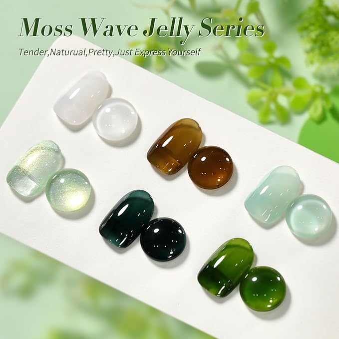 Born Pretty Jelly Green Milky White Gel Nail Polish St. Patrick's Day Transparent Sheer Colors Gel Nail Kit for Salon Gel Manicure and Nail Art DIY at Home 6 Colors