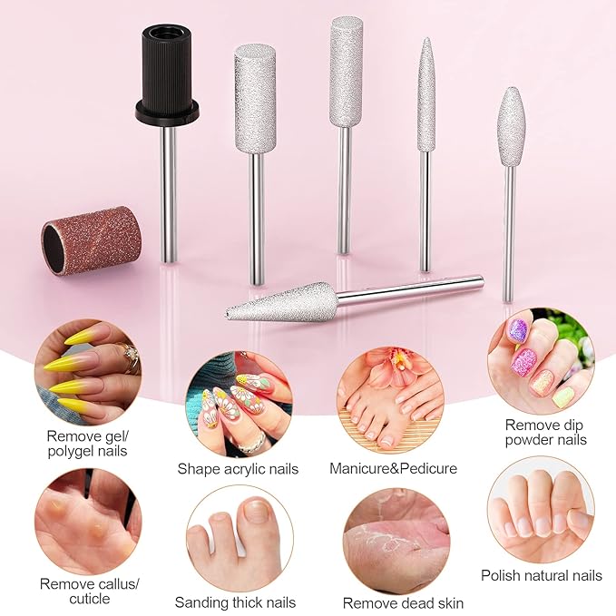 20000RPM Electric Nail Drill Compact Portable Efile Professional Manicure Pedicure Nail File Drill Kit for Acrylic, Gel Nails and Home Salon Use