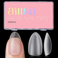 AILLSA Short Almond Nail Tips with Box, 15 Sizes Press On Gel Nail Tips Double Matte Pre-Buffed Almond Shaped Nails Tips Soft Full Cover Clear False Nail Tips for Nail Extension, 240PCS