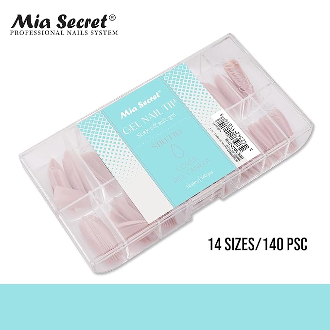 Mia Secret Soak off Soft Gel Nail Tip MADE IN USA for Salon and DIY (Cover Piel Canela, Stilleto)