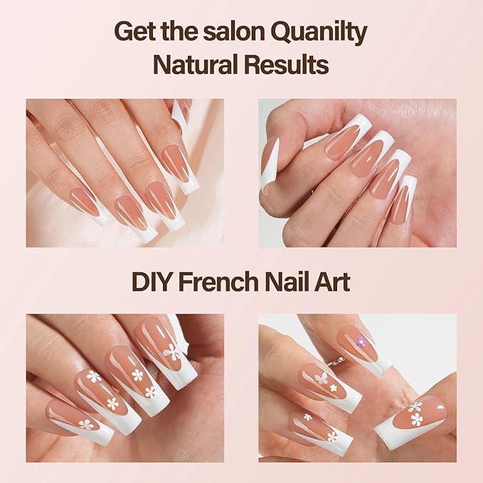 Vansiho Deep French Gel Nail Tips, 150Pcs Long Square Gel Nail Tips, Brown French Tips Press on Nails, Fake Nails for Nail Art DIY 15 Sizes