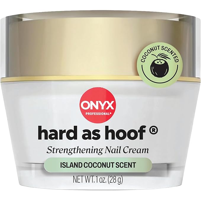 Onyx Professional Hard as Hoof Nail Strengthening Cream, Coconut Scent - Nail Growth and Conditioning Cuticle Cream Stops Splits, Chips, Cracks & Strengthens Nails, 1 oz