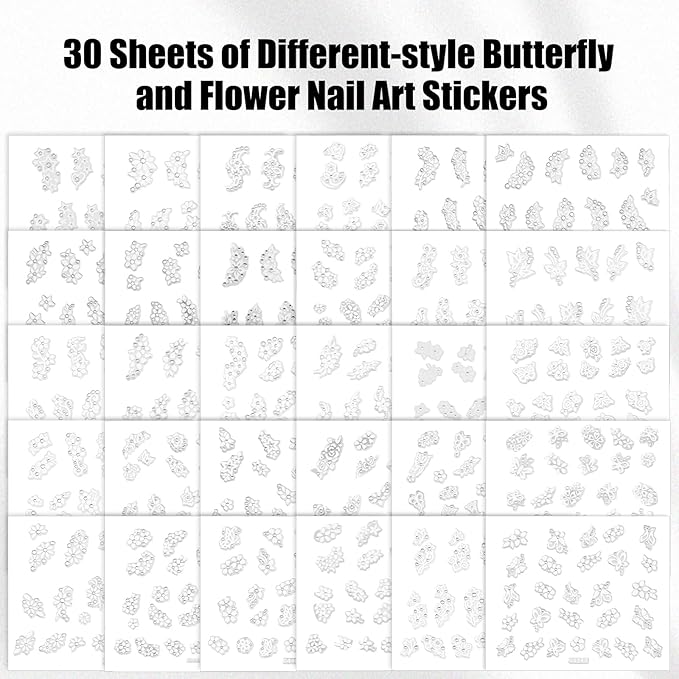Nail Art Brushes Set,Nail Art Kit for Beginners,Brushes Dotting Pens with Striping Tape,Mini Caviar Beads,Rhinestones,Pearls,Foil Flakes,Sequins,Stickers Manicure Design Tools (White)