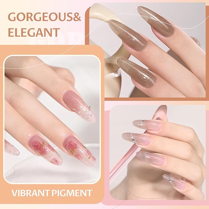 ABAC Solid Jelly Gel Nail Polish Set Hema Free Sheer 24 Colors w/Dual Brush - Nude Pink Shades,Non-Toxic & Transparent Long-Lasting Soak-Off Gel Kit for Home & Salon Use-Spring/Summer Nails