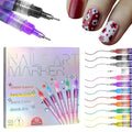 12 Colors Nail Art Pens Set, 0.5mm Fine Tip Nail Polish Pens, Quick-Dry Waterproof Nail Art Markers for DIY Nail Design, Dotting & Liner Manicure Tools