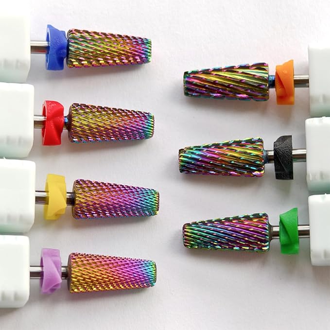 Professional 5 in 1 Tapered Nail Drill Bits, 3/32'' Safety Tungsten Carbide Bits, Remove Hard Gel Fast, Left & Right Hand Use, Easy for Beginner, Technicians Bits, Extra Coarse.