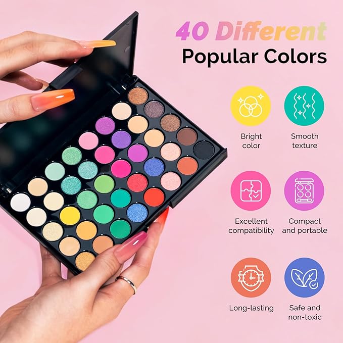 MelodySusie 40 Colors Nail Powder Pigment Kit - Long Lasting for Easy Gradient Ombre Nail Art,Professional DIY Manicure Supplies for Beginners Home Salon Use