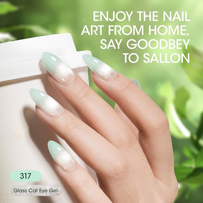 GELLEN Jelly Green Gel Nail Polish Set, 6pcs Soak Off UV Cure Gel Polish for Nail Art Salon Diy at Home, Sheer Mint Olive Sage Emerald Green