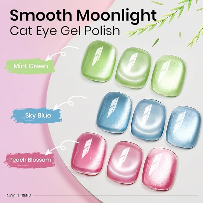 MIZHSE Cat Eye Gel Nail Polish, Ceramic Magnetic Gel Polish with Magnet Stick, Crystal Shimmer Pink Colors Nail Gel Soak Off Nail Art Salon Home Gift for Women 12mL