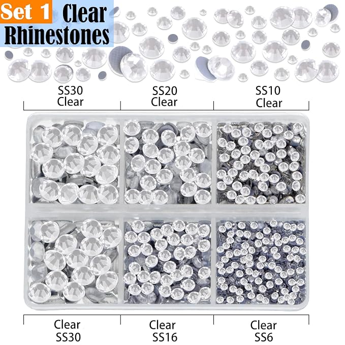 LPBeads 10000pcs Hotfix Rhinestones Flatback Glass Clear and AB Crystal Rhinestone with Tweezers and Picking Pen for Crafts Clothes Nail Art