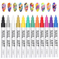 Nail Art Pens for Nail Painting, 12 Colors 0.7mm Nail Art Marker Pens for Valentine' Day Painting Nail Point Graffiti Dotting Liner Pen for Home Salon Quick Dry Manicure