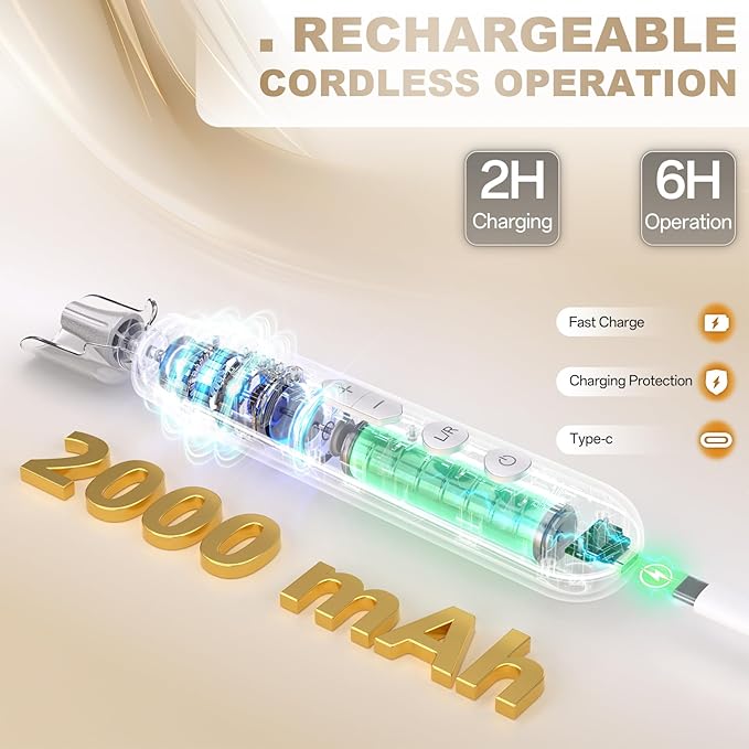 Electric Nail File Drill, Cordless 2000 mAh Rechargeable Nail Filer Electric, Portable Nail Dril Machine Drill for Nails Acrylic Manicure and Thick Toenails Buffer Grinder Care Professional (Golden)
