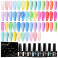 MEET ACROSS 30Pcs Jelly Gel Nail Polish Set Bright Gel Polish Nude Pink Blue Green Lavender Nail Polish Manicure Kit Gift for Her Women 26 Colors