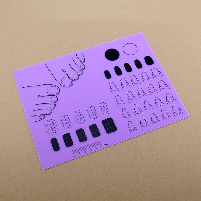 Nail Art Stamping Mat Silicone Workspace Stamping Plate Nail Polish Coloring Practice Pad Nail Sticker Guide Printing Transfer Table Cover Palette Tools Manicure Mat (B Type) (Purple)