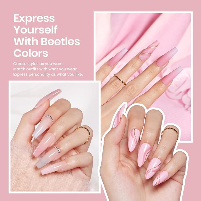 Beetles Gel Nail Polish Kit with U V Light 48W Led Nail Lamp 6 Colors Christmas beetles Gel Polish Chrome Nail Powder for Gel Nails, 1g Glazed Silver Nail Powder Mirror Effect Nail Manicure