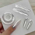 Yokefellow GleamTap Cushion White Pearl Chrome Nail Powder,Mirror Effect Pearlescent Pigment Glitter Dust Nail Art Decoration for Home DIY Salon Manicure (GT212 Pearl White