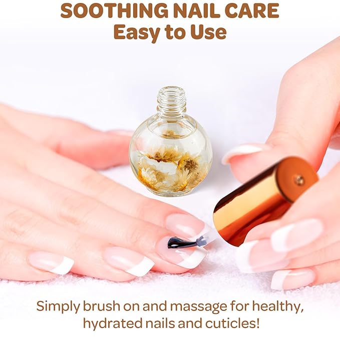 JIASHENG Cuticle Oil, Coconut Scented Cuticle Nail Oil Infused with Real Flowers, Hydrates, Moisturizes, Strengthens, Repairs, Revitalizing Cuticle Oils for Nails Damage Dry Cuticle, 15ml